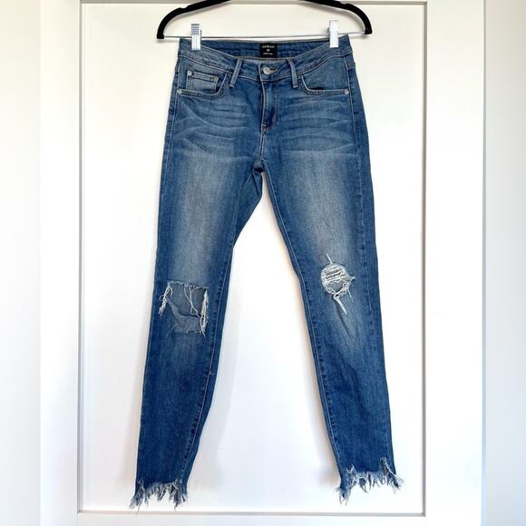 Just Black Denim - Just Black Skinny Distressed Mid Wash Cotton Blend Jeans Size 25